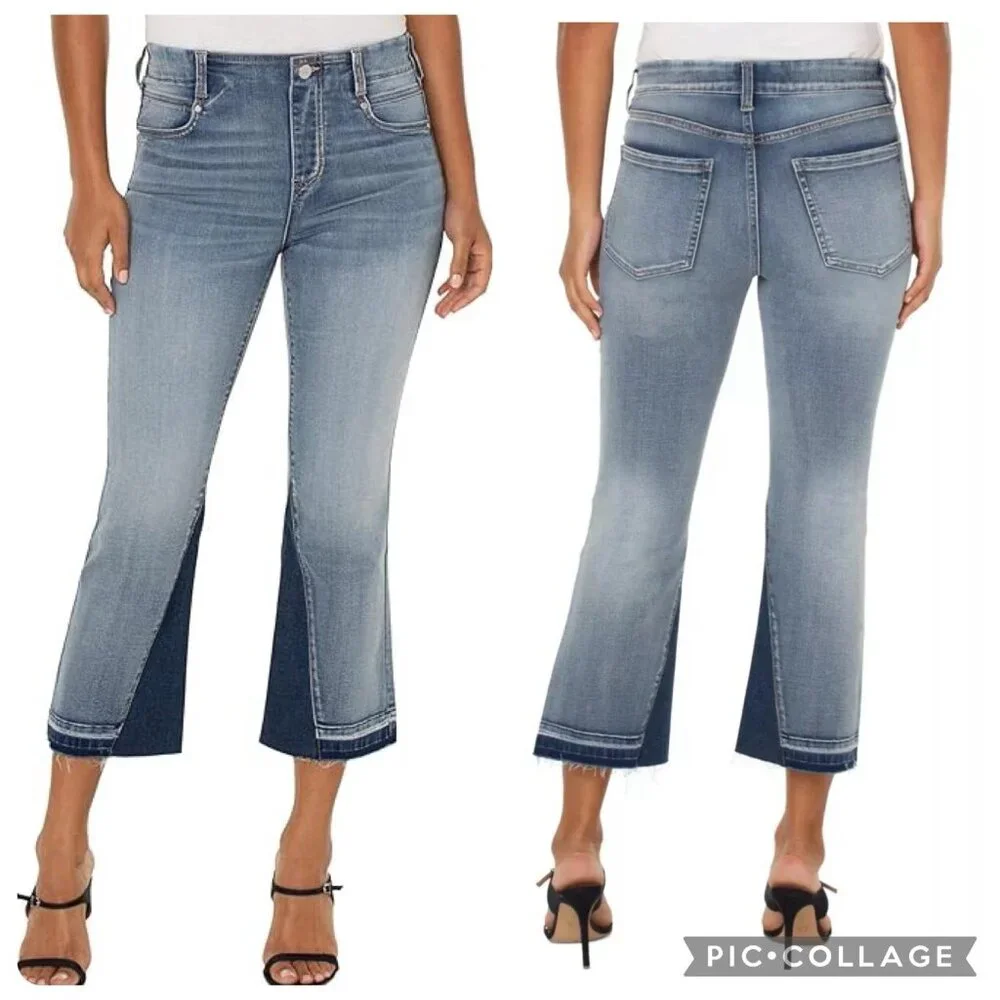 Liverpool Women Size 28 Jeans GiaGlider Crop Pull-On Fray Hem Stretch Alverston - Picture 1 of 14
